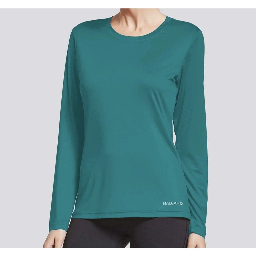 Baleaf Women's UPF 50+ Long-Sleeve Quick-Dry Running Shirt Medium Teal Turquoise